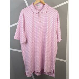 Peter Millar Summer Comfort Pink Bloom Heritage Stripe Golf Polo Mens XL Stretch